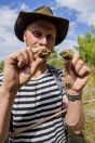 Dan with juvenile Testudo hermanni, Divjake-Karavasta NP