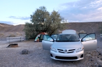 Camp in Death Valley NP - temperature 45 °C